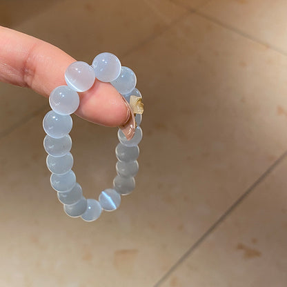 Niche White Cat's Eye Stone Beaded Bracelet