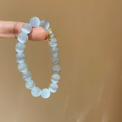 Niche White Cat's Eye Stone Beaded Bracelet