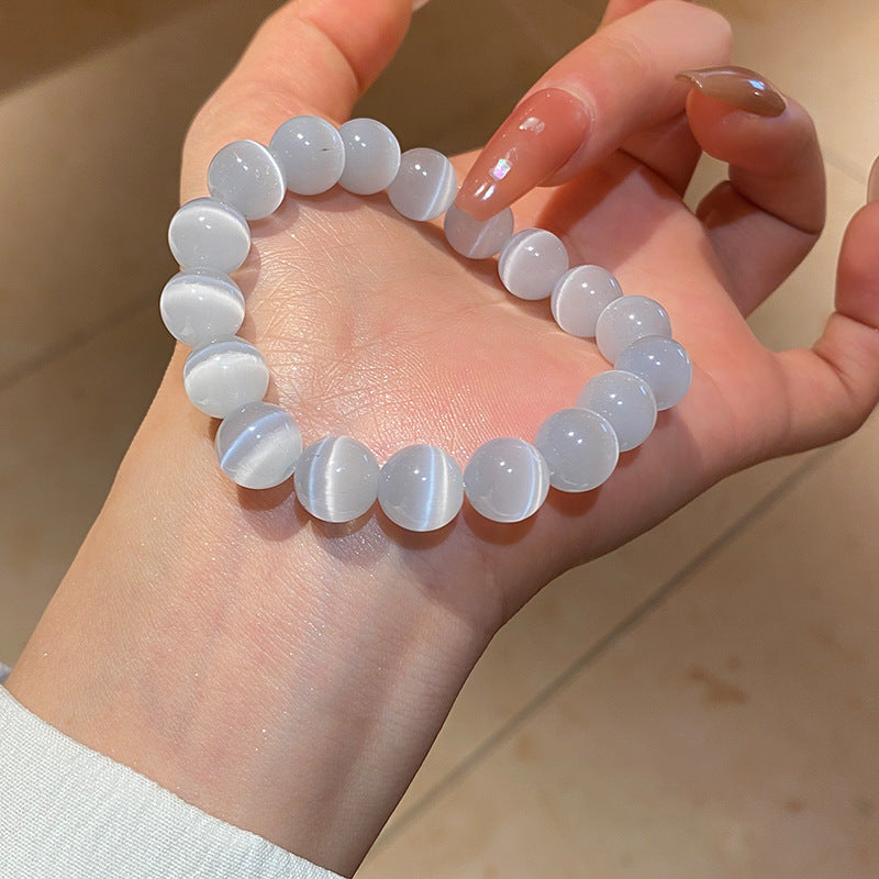 Niche White Cat's Eye Stone Beaded Bracelet