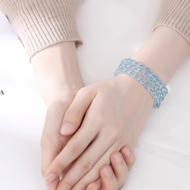 Natural Ice Starlight Aquamarine Crystal Bracelet