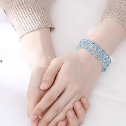 Natural Ice Starlight Aquamarine Crystal Bracelet