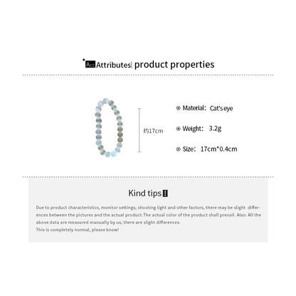 Niche White Cat's Eye Stone Beaded Bracelet