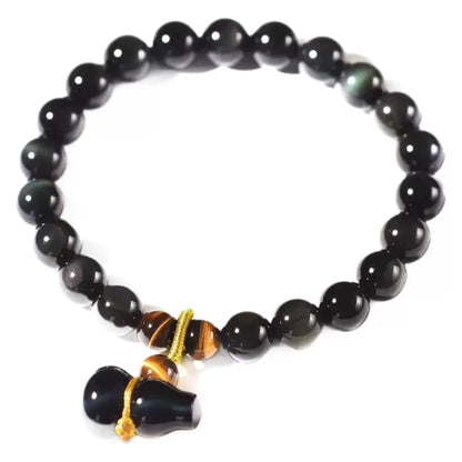 Colorful Obsidian Double Rainbow Eye Bracelet