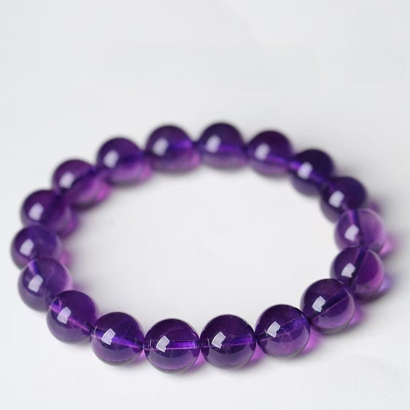 Natural Uruguayan Amethyst Round Bead Bracelet