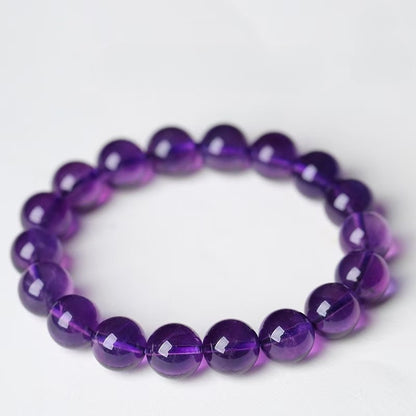 Natural Uruguayan Amethyst Round Bead Bracelet