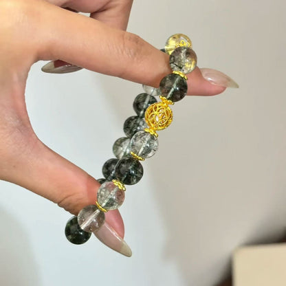 Green Ghost Crystal Bracelet, Bouquet Bracelet, Quartzite Natural Stone, Minimalist Luxury Design for Women, Gentle and Elegant.