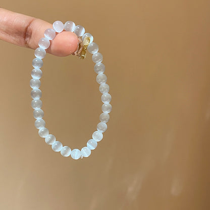 Niche White Cat's Eye Stone Beaded Bracelet