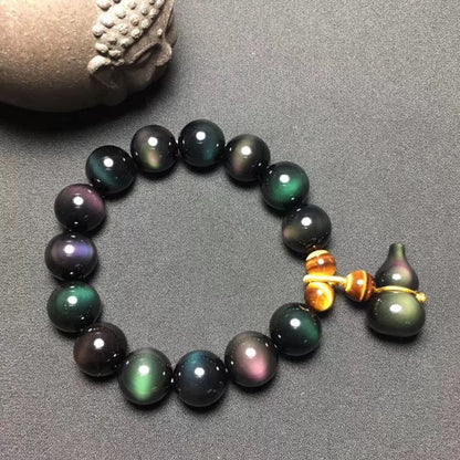 Colorful Obsidian Double Rainbow Eye Bracelet
