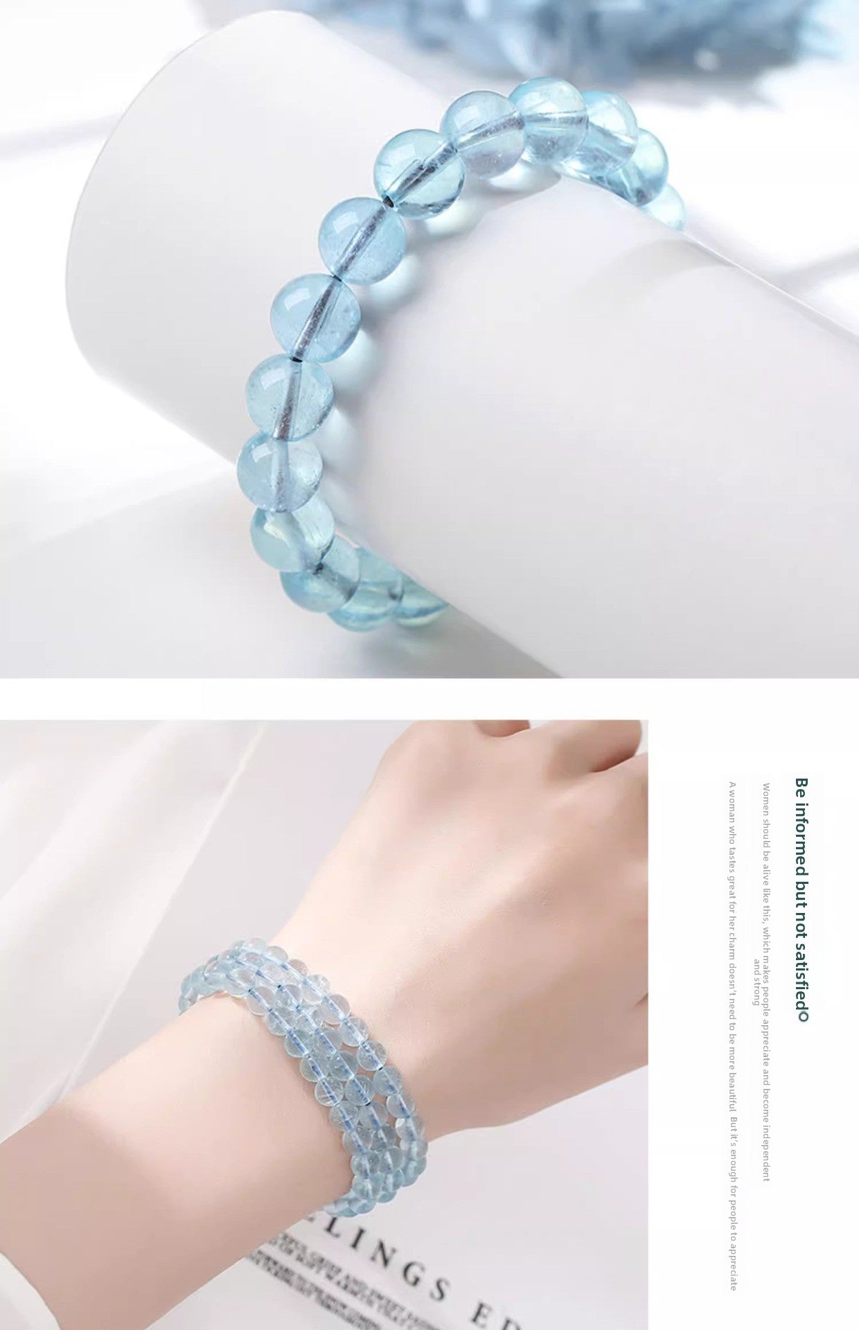 Natural Ice Starlight Aquamarine Crystal Bracelet