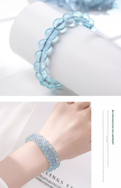 Natural Ice Starlight Aquamarine Crystal Bracelet