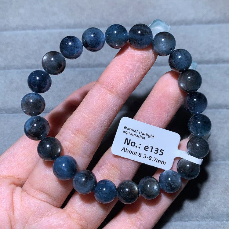 Natural Starlight Devil Blue Cat's Eye Aquamarine Bracelet