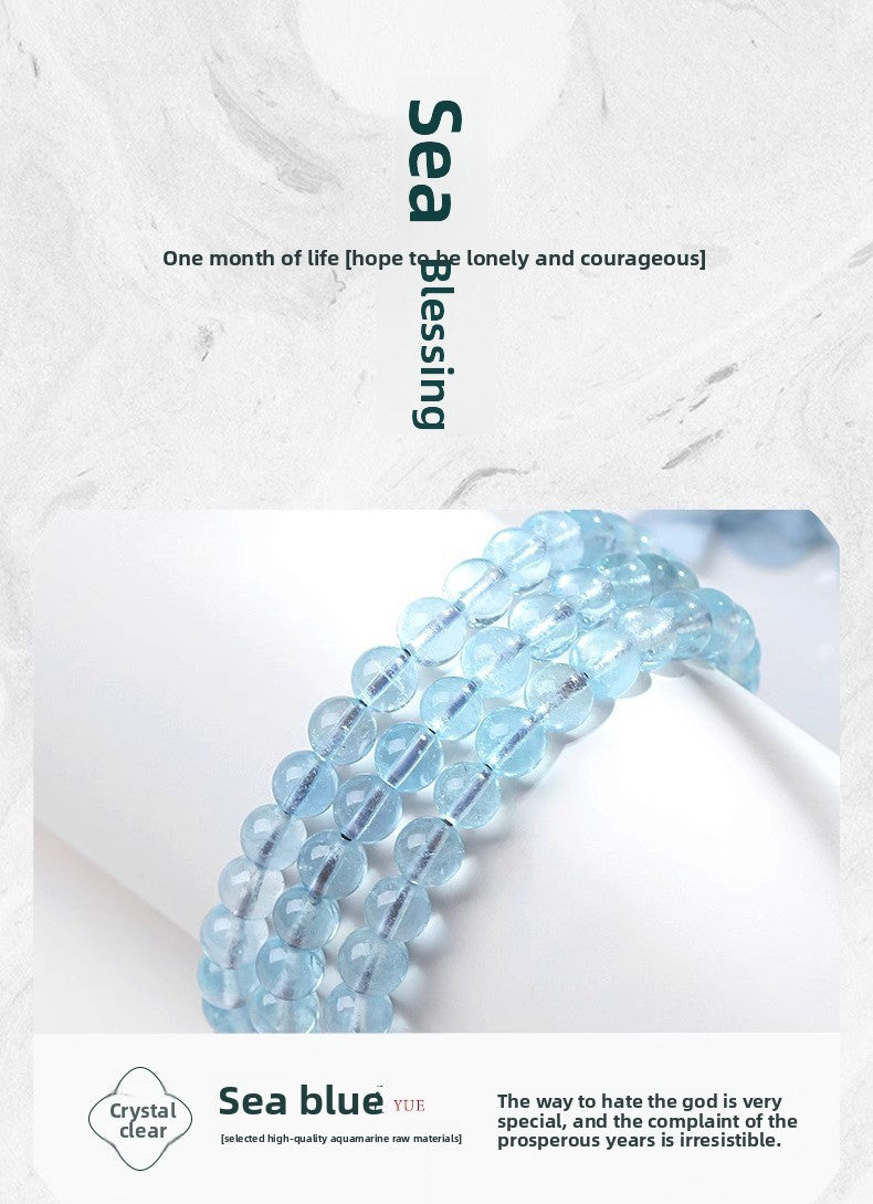 Natural Ice Starlight Aquamarine Crystal Bracelet