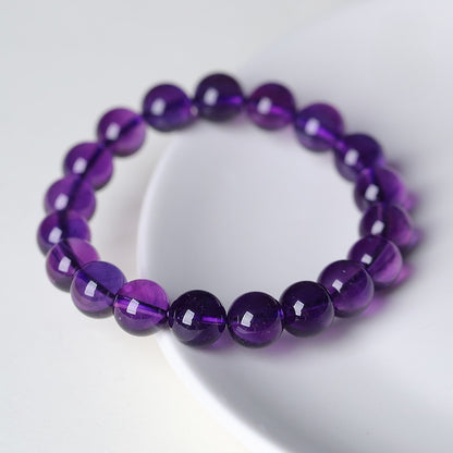 Natural Uruguayan Amethyst Round Bead Bracelet