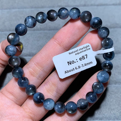 Natural Starlight Devil Blue Cat's Eye Aquamarine Bracelet