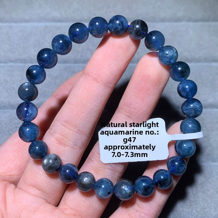 Natural Starlight Devil Blue Cat's Eye Aquamarine Bracelet