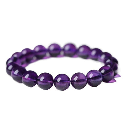 Natural Uruguayan Amethyst Round Bead Bracelet