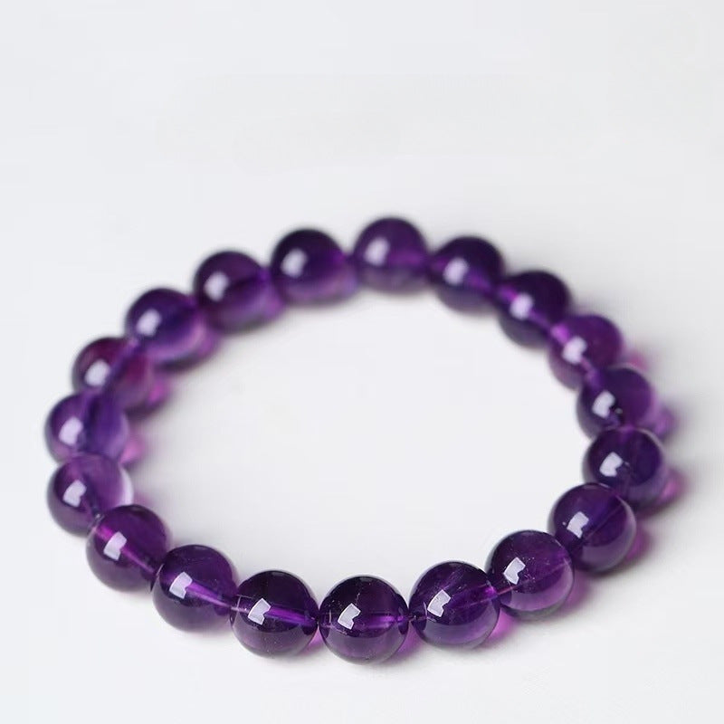 Natural Uruguayan Amethyst Round Bead Bracelet