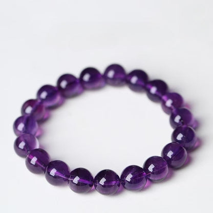 Natural Uruguayan Amethyst Round Bead Bracelet
