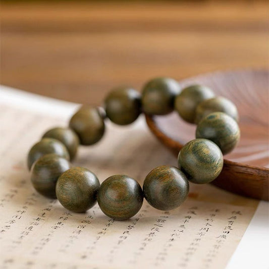 Exquisite Handcrafted Green Sandalwood Bracelet