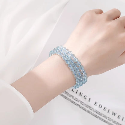 Natural Ice Starlight Aquamarine Crystal Bracelet