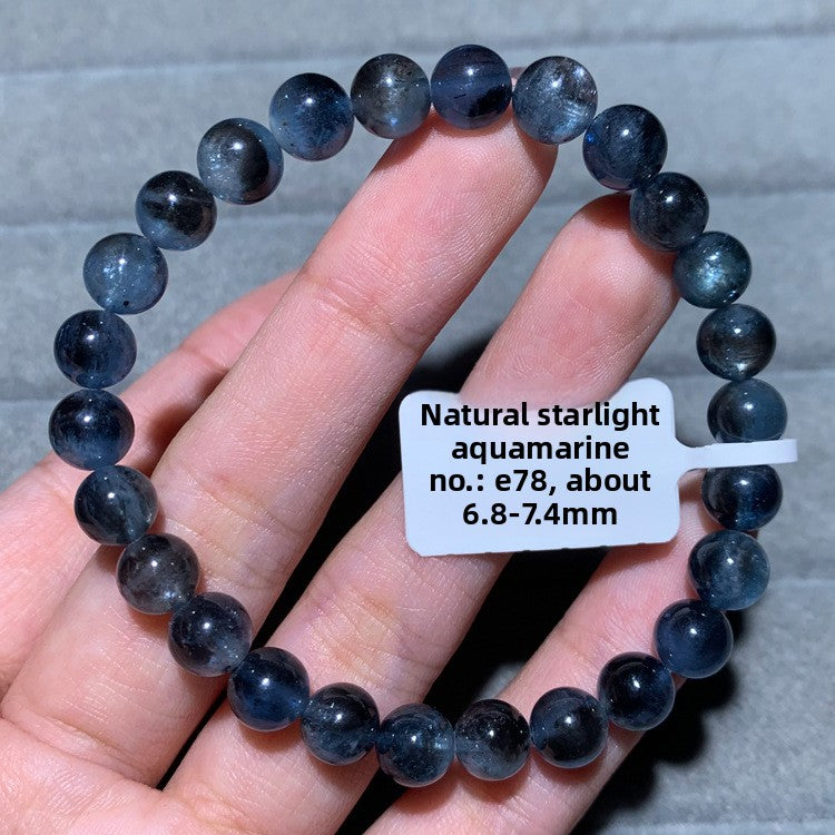 Natural Starlight Devil Blue Cat's Eye Aquamarine Bracelet