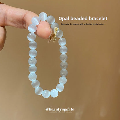 Niche White Cat's Eye Stone Beaded Bracelet
