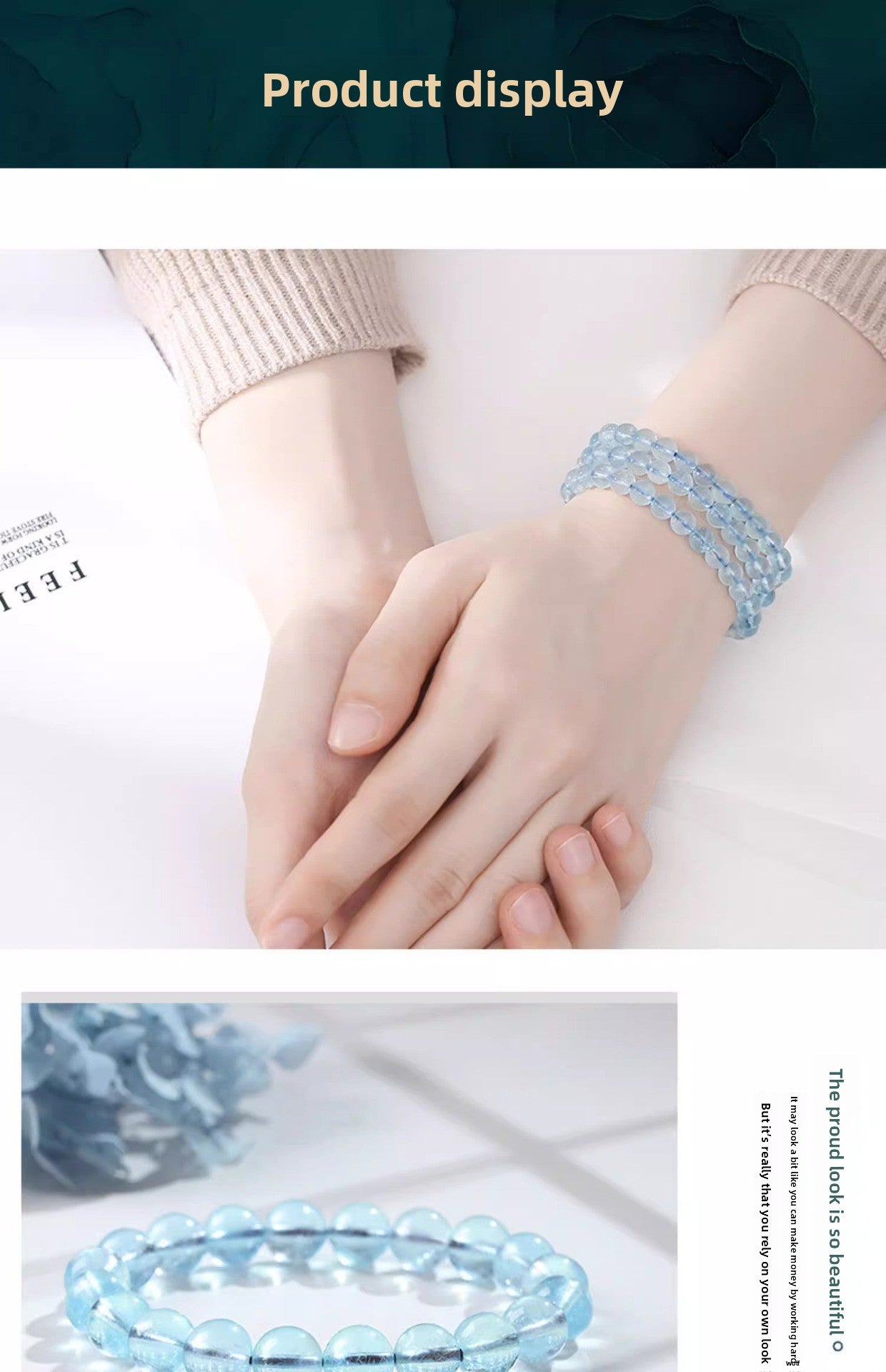 Natural Ice Starlight Aquamarine Crystal Bracelet