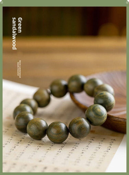 Exquisite Handcrafted Green Sandalwood Bracelet