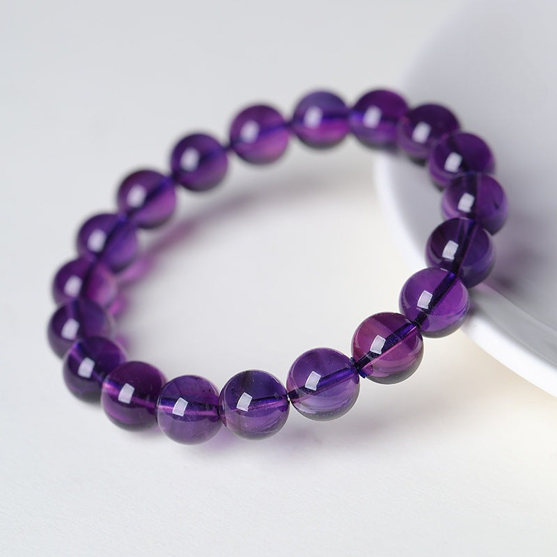 Natural Uruguayan Amethyst Round Bead Bracelet