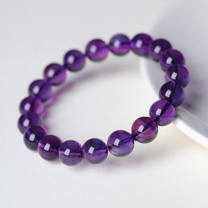 Natural Uruguayan Amethyst Round Bead Bracelet