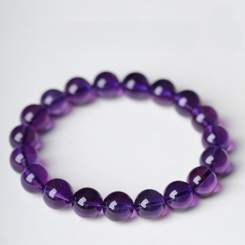 Natural Uruguayan Amethyst Round Bead Bracelet