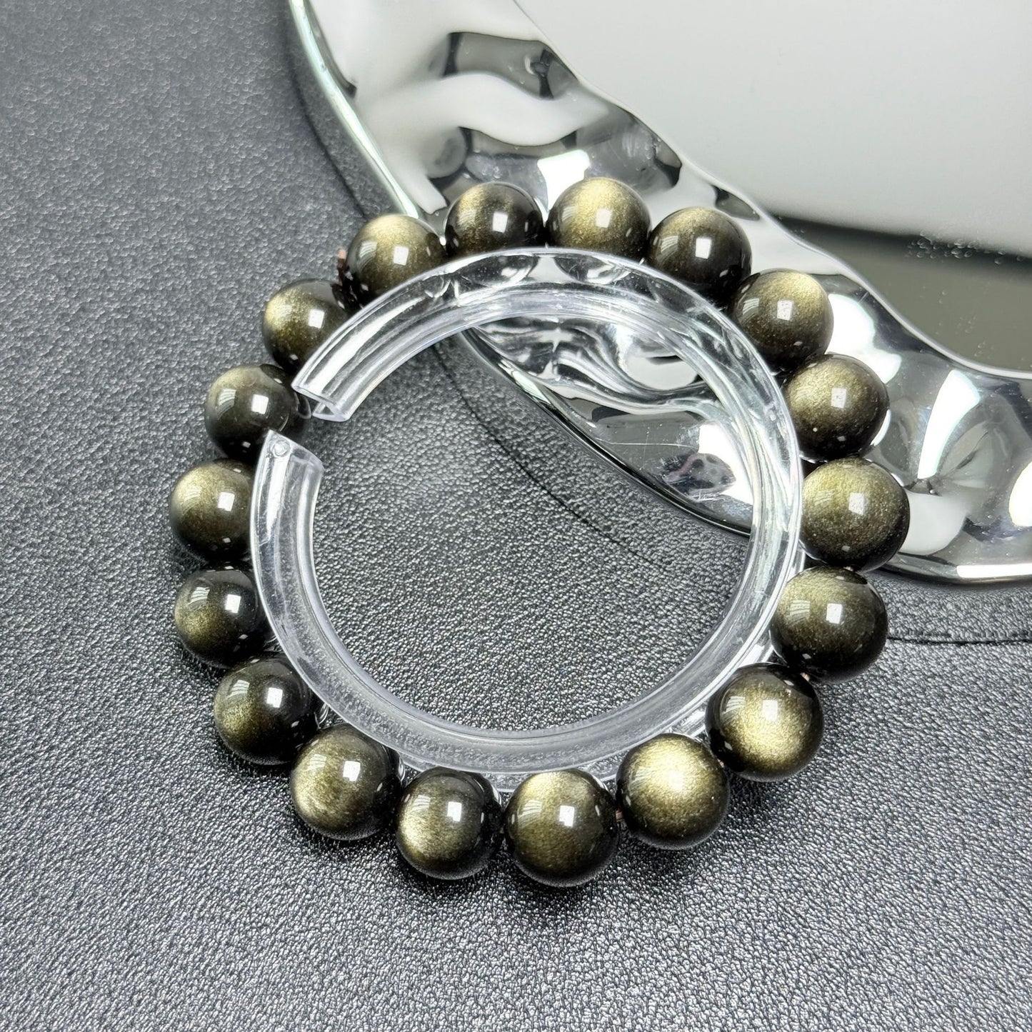Double Eyelid Cat Long Eye Gold Obsidian Bracelet