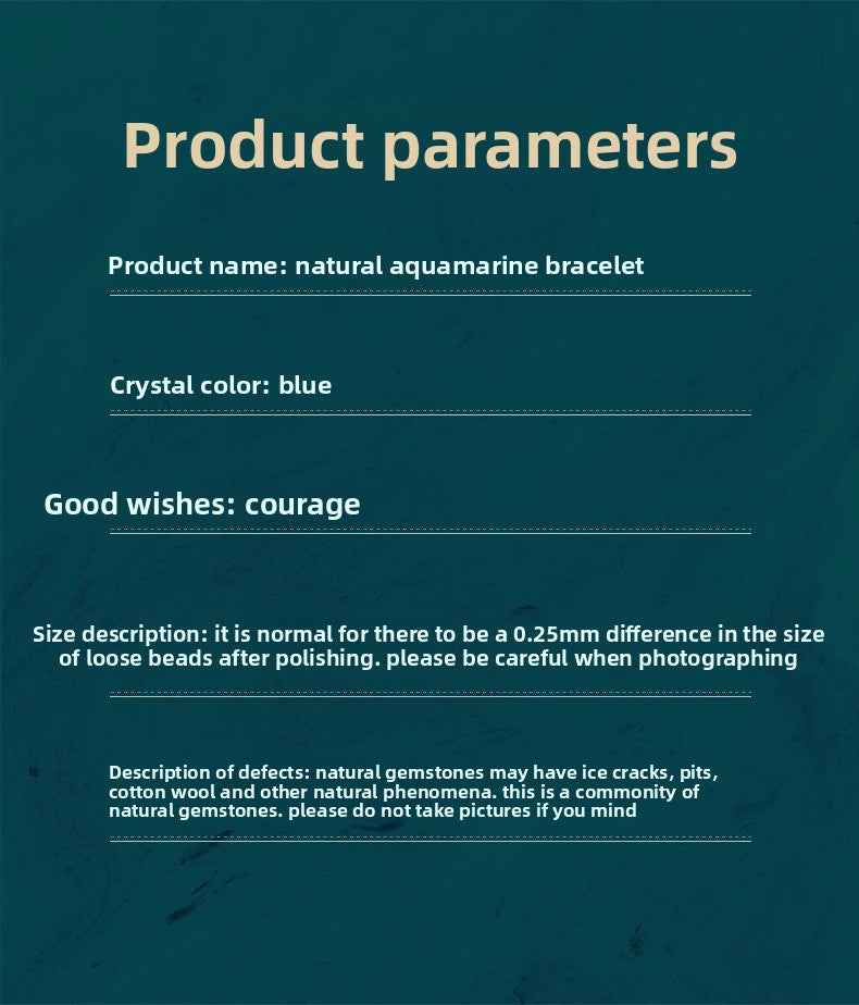 Natural Ice Starlight Aquamarine Crystal Bracelet