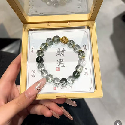 Green Ghost Crystal Bracelet, Bouquet Bracelet, Quartzite Natural Stone, Minimalist Luxury Design for Women, Gentle and Elegant.