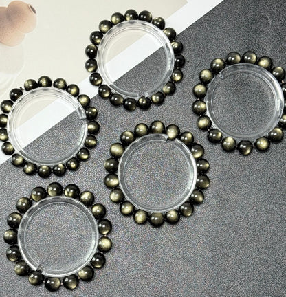 Double Eyelid Cat Long Eye Gold Obsidian Bracelet