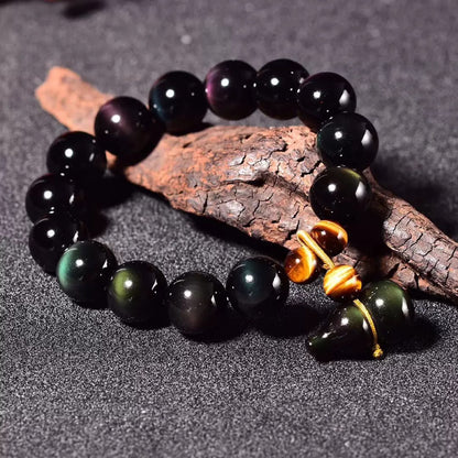 Colorful Obsidian Double Rainbow Eye Bracelet