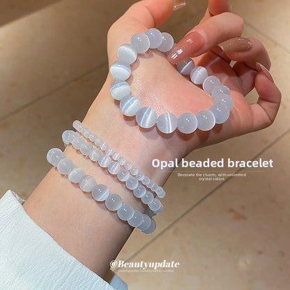 Niche White Cat's Eye Stone Beaded Bracelet