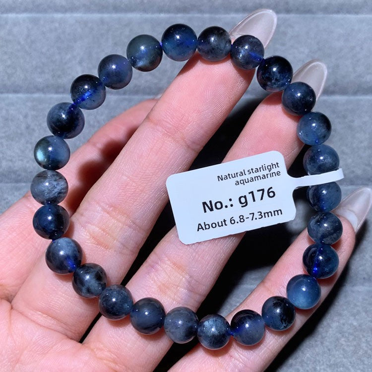 Natural Starlight Devil Blue Cat's Eye Aquamarine Bracelet