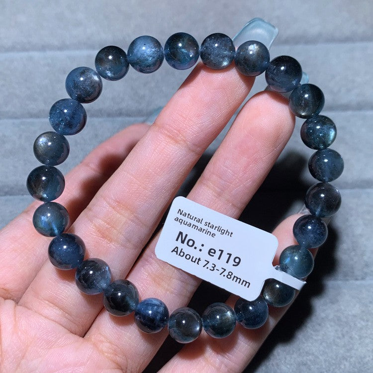 Natural Starlight Devil Blue Cat's Eye Aquamarine Bracelet