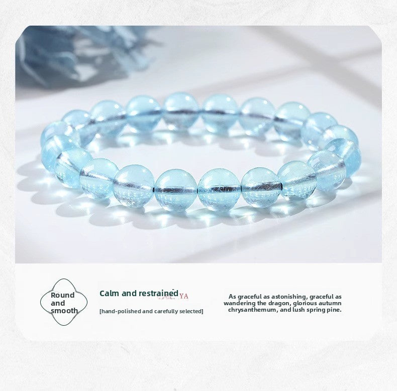 Natural Ice Starlight Aquamarine Crystal Bracelet