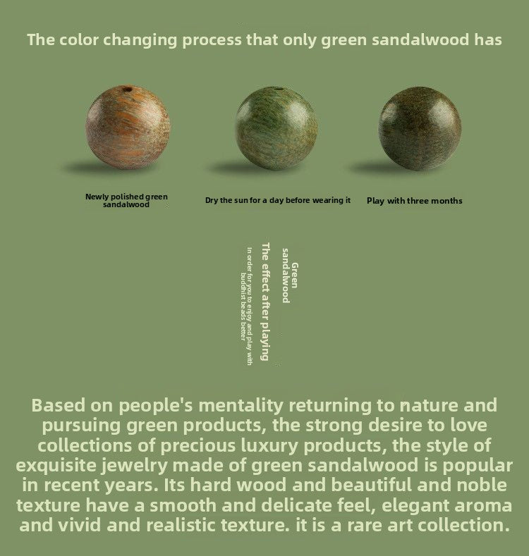 Exquisite Handcrafted Green Sandalwood Bracelet