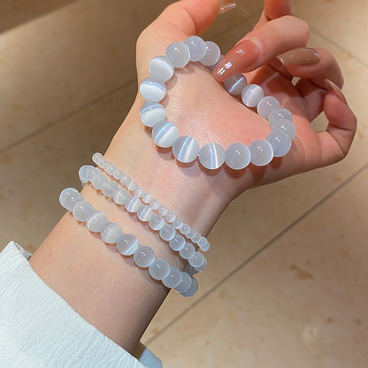 Niche White Cat's Eye Stone Beaded Bracelet