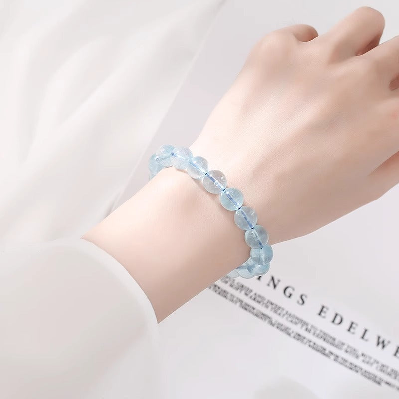 Natural Ice Starlight Aquamarine Crystal Bracelet