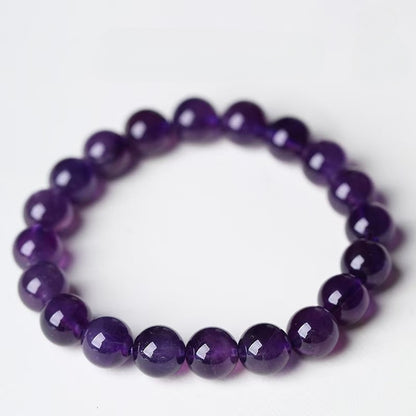 Natural Uruguayan Amethyst Round Bead Bracelet