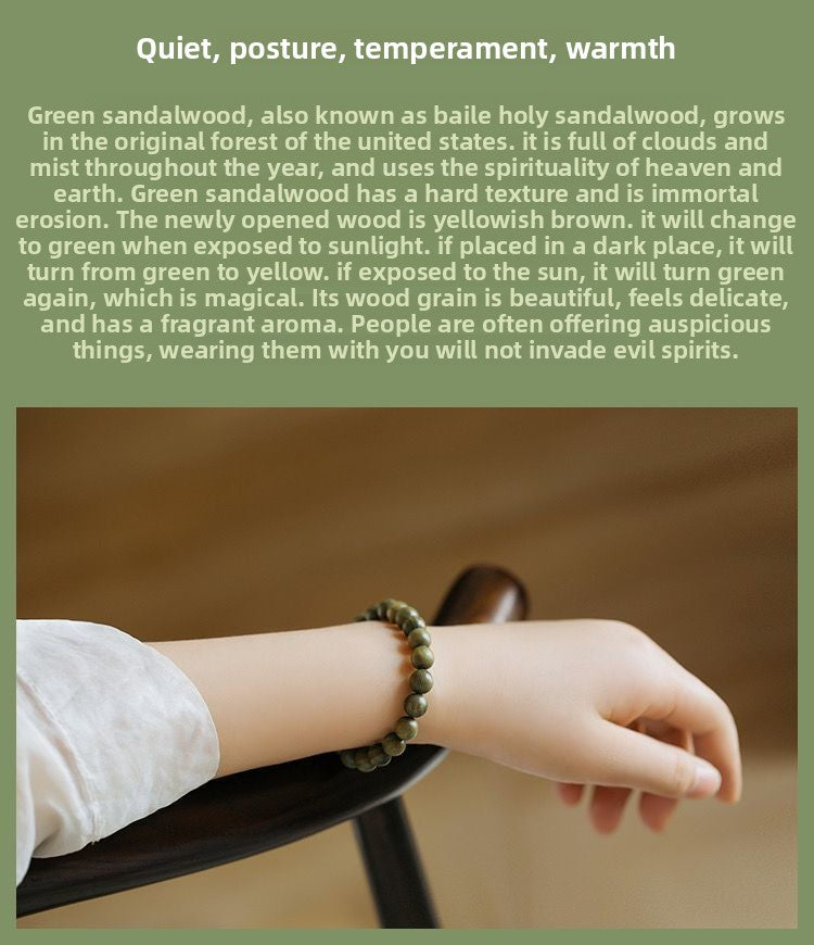 Exquisite Handcrafted Green Sandalwood Bracelet