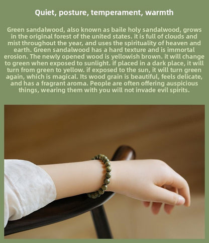 Exquisite Handcrafted Green Sandalwood Bracelet