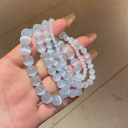 Niche White Cat's Eye Stone Beaded Bracelet