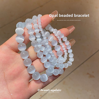 Niche White Cat's Eye Stone Beaded Bracelet