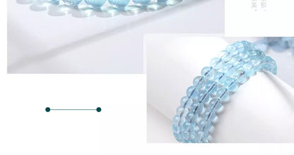 Natural Ice Starlight Aquamarine Crystal Bracelet