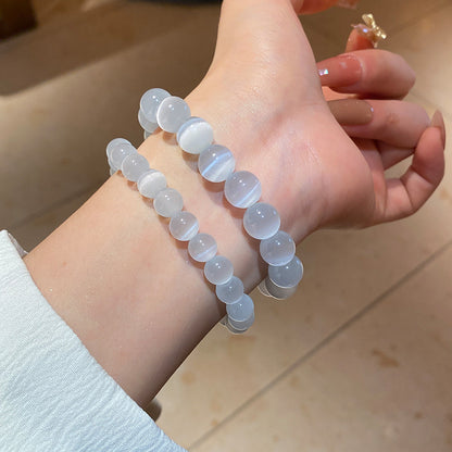 Niche White Cat's Eye Stone Beaded Bracelet
